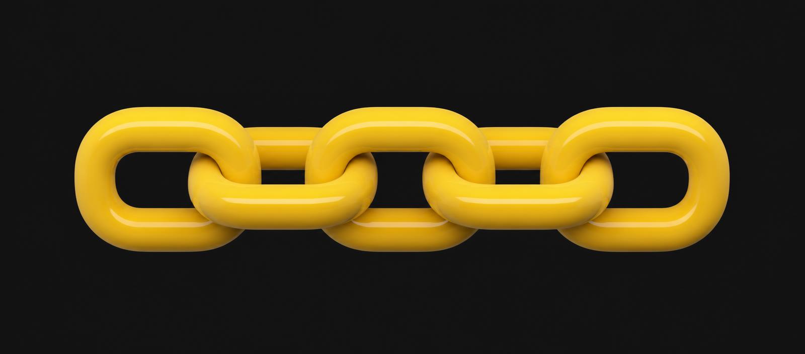 Interlocking yellow chain links representing connected people and jobs